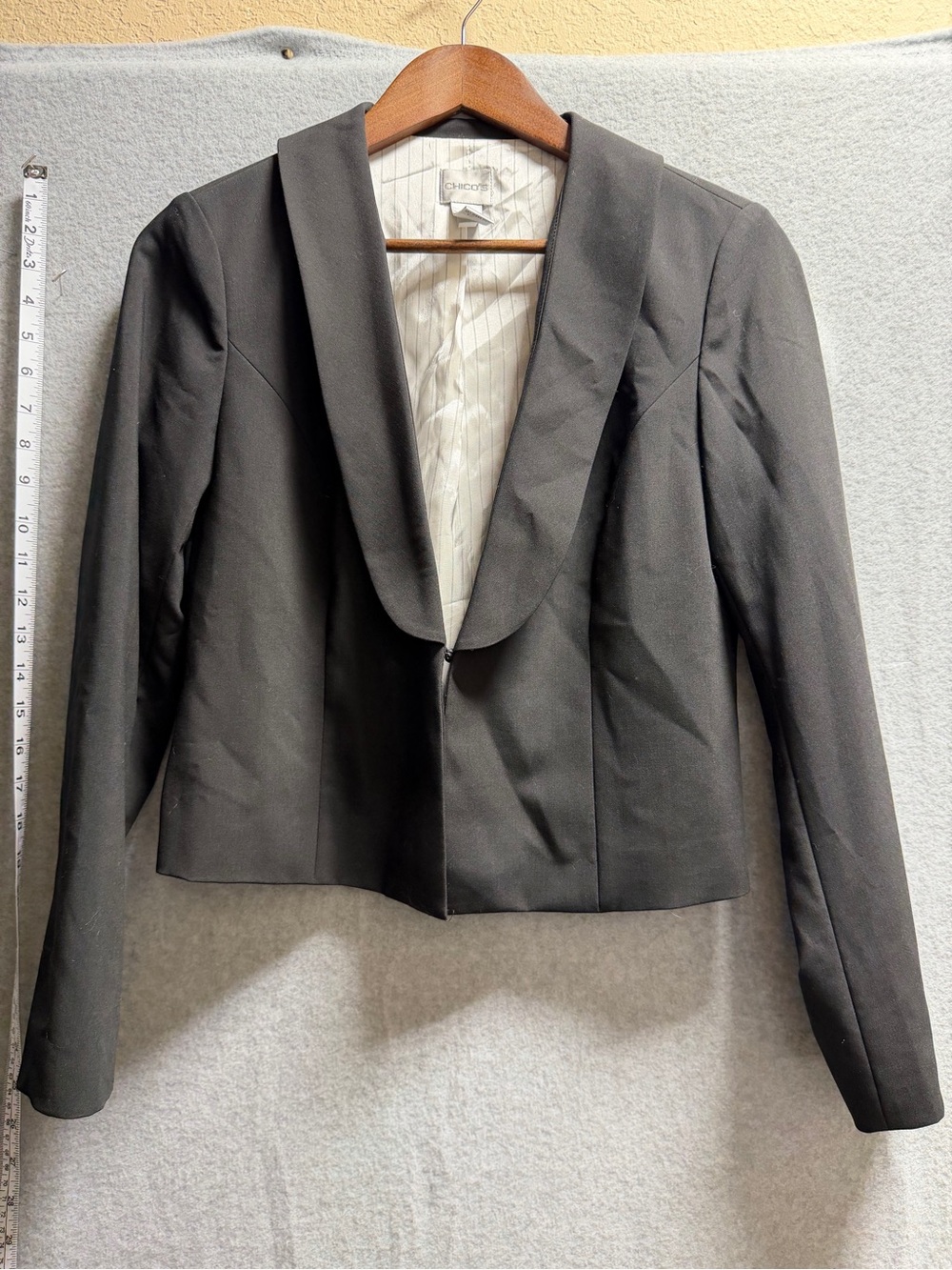 Chico's Black Cropped Shawl-Collar Blazer